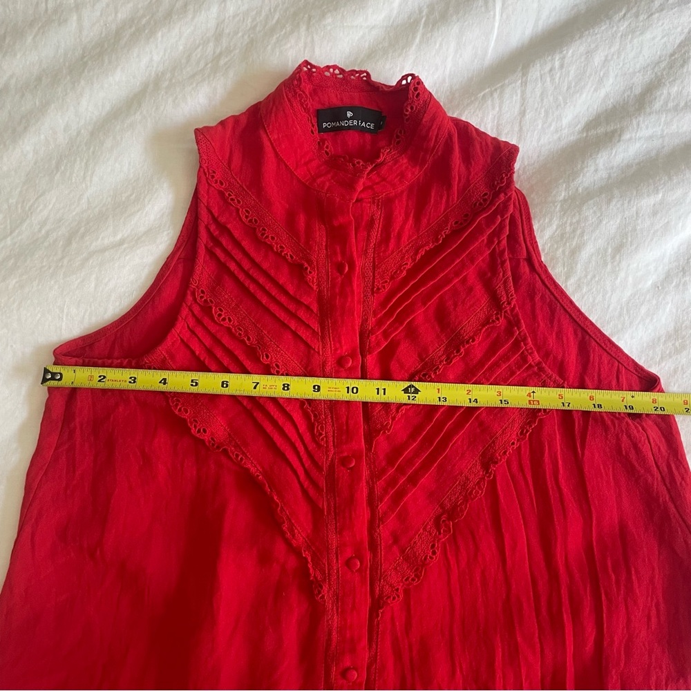 Tuckernuck Pomander Place Dutton Eyelet Sleeveless Mini Dress in Poppy Red - Picture 14 of 15